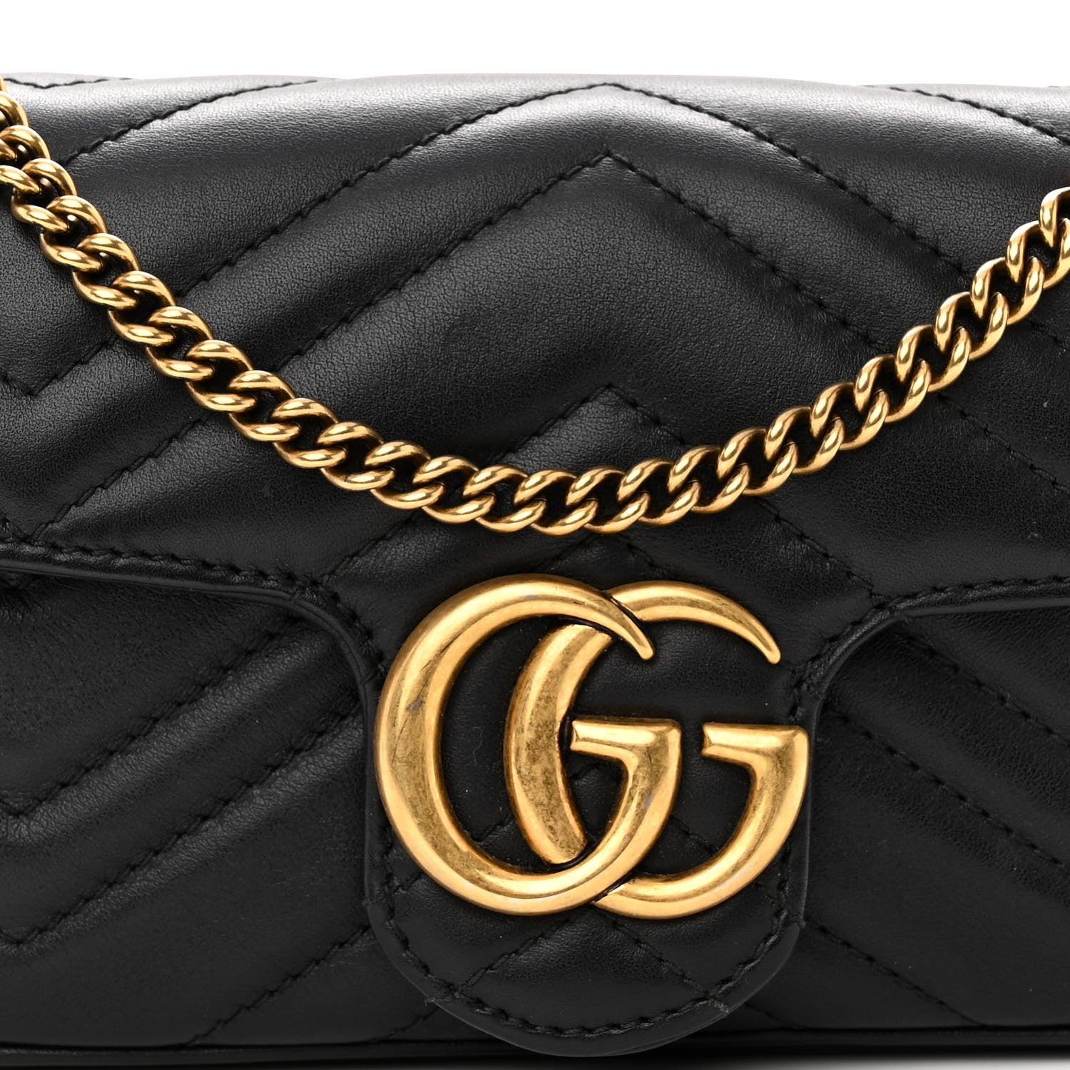 Gucci Calfskin Matelasse Super Mini GG Marmont Shoulder Bag Black 8 of 10