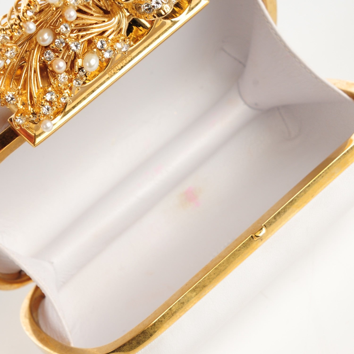 Alexander McQueen Nappa Pearl Crystal Knuckle Duster Box Clutch White 8 of 8