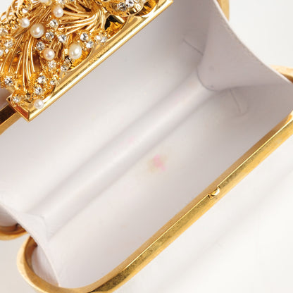 Alexander McQueen Nappa Pearl Crystal Knuckle Duster Box Clutch White 8 of 8