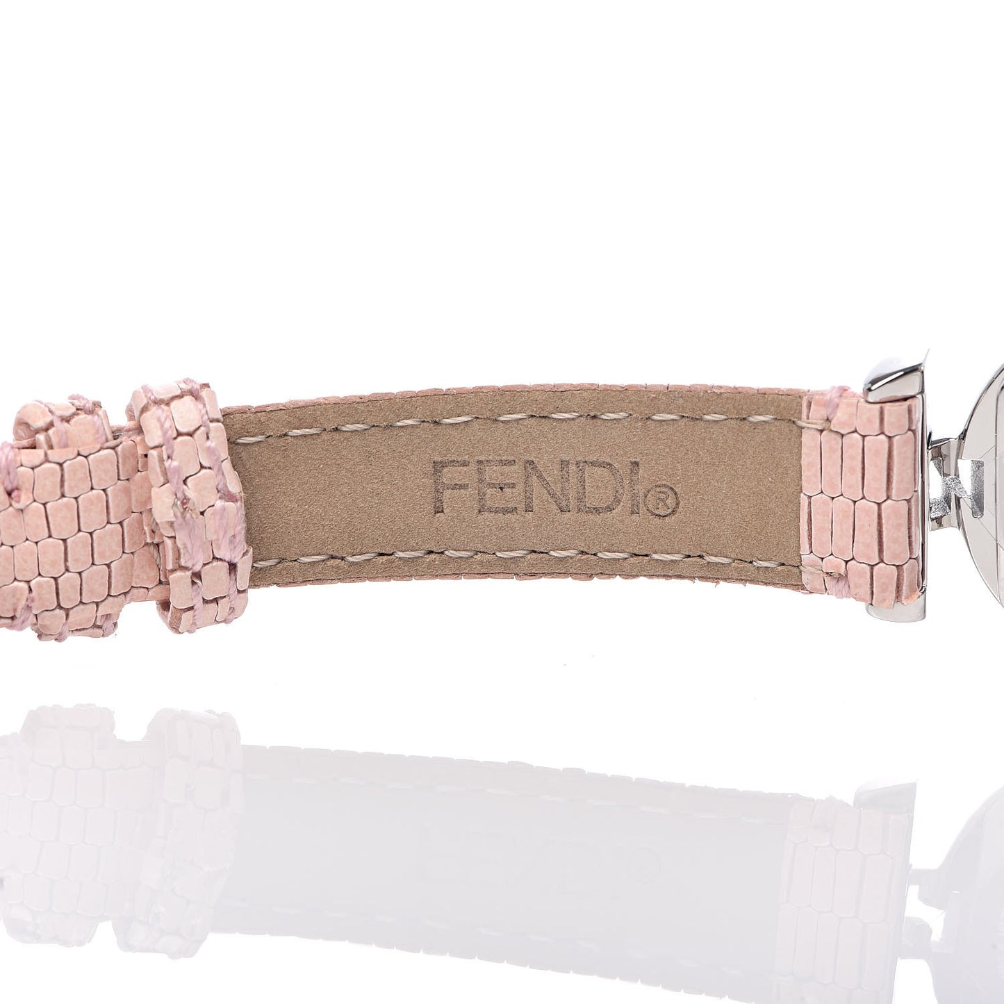 Stainless Steel Calfskin Diamond Pink Mother of Pearl 23mm Moda Quartz Watch