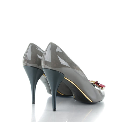 Louis Vuitton Patent Calfskin Lou Open Toe Pumps 38 Gris 4 of 8