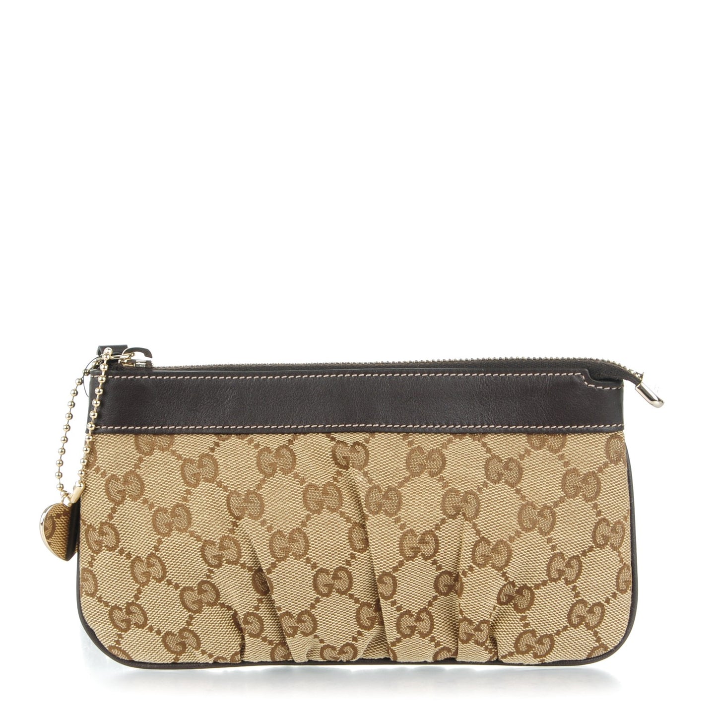 Monogram Hearts Wristlet Dark Brown