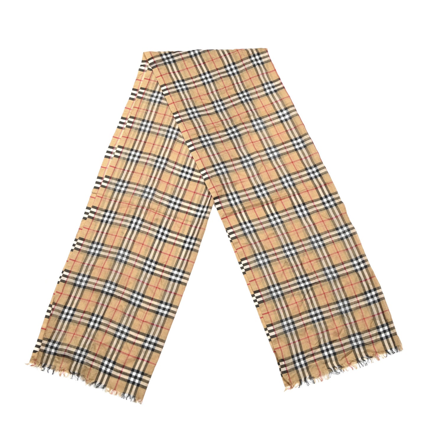 Wool Silk Gauze Vintage Check Scarf Antique Yellow