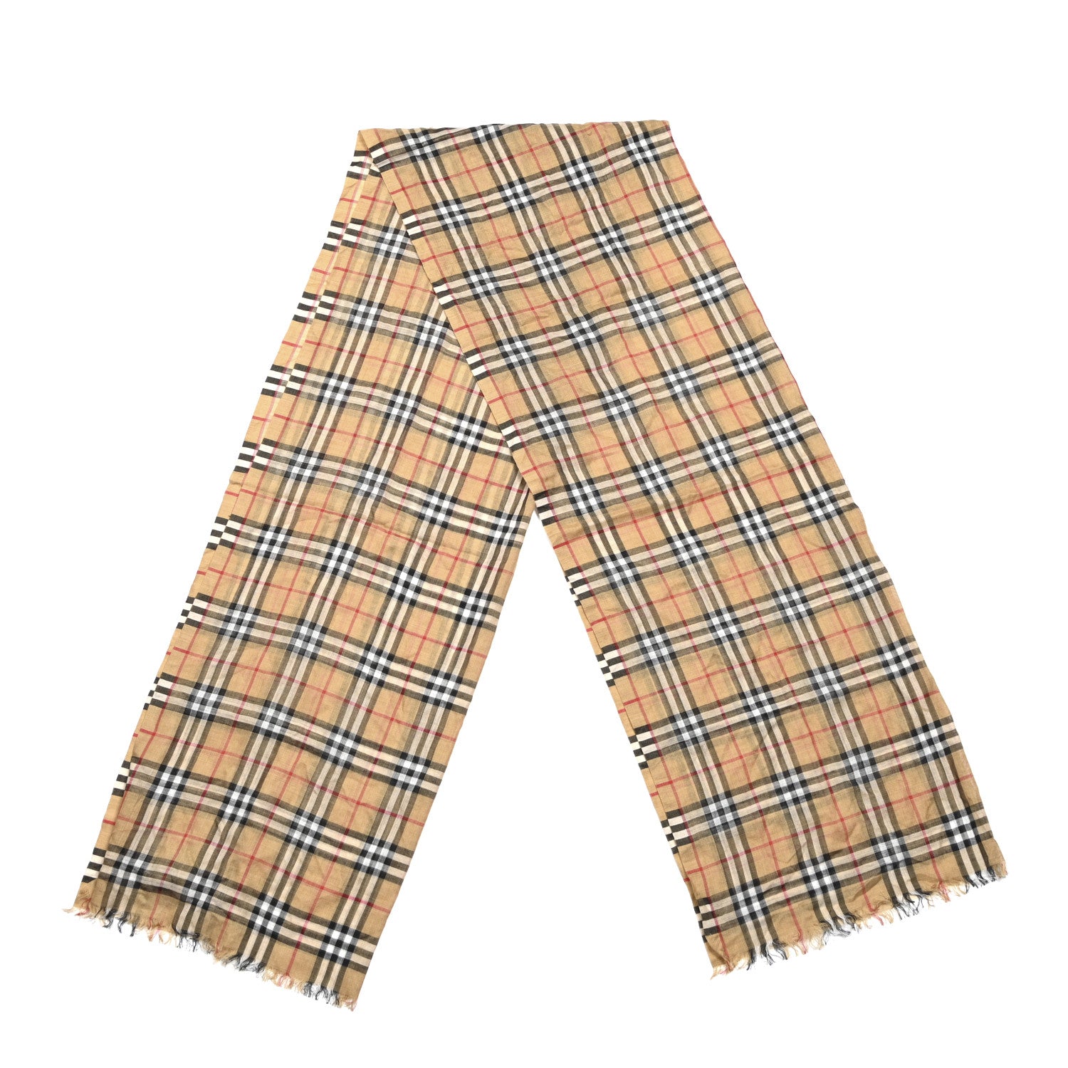 Burberry Wool Silk Gauze Vintage Check Scarf Antique Yellow 2 of 3