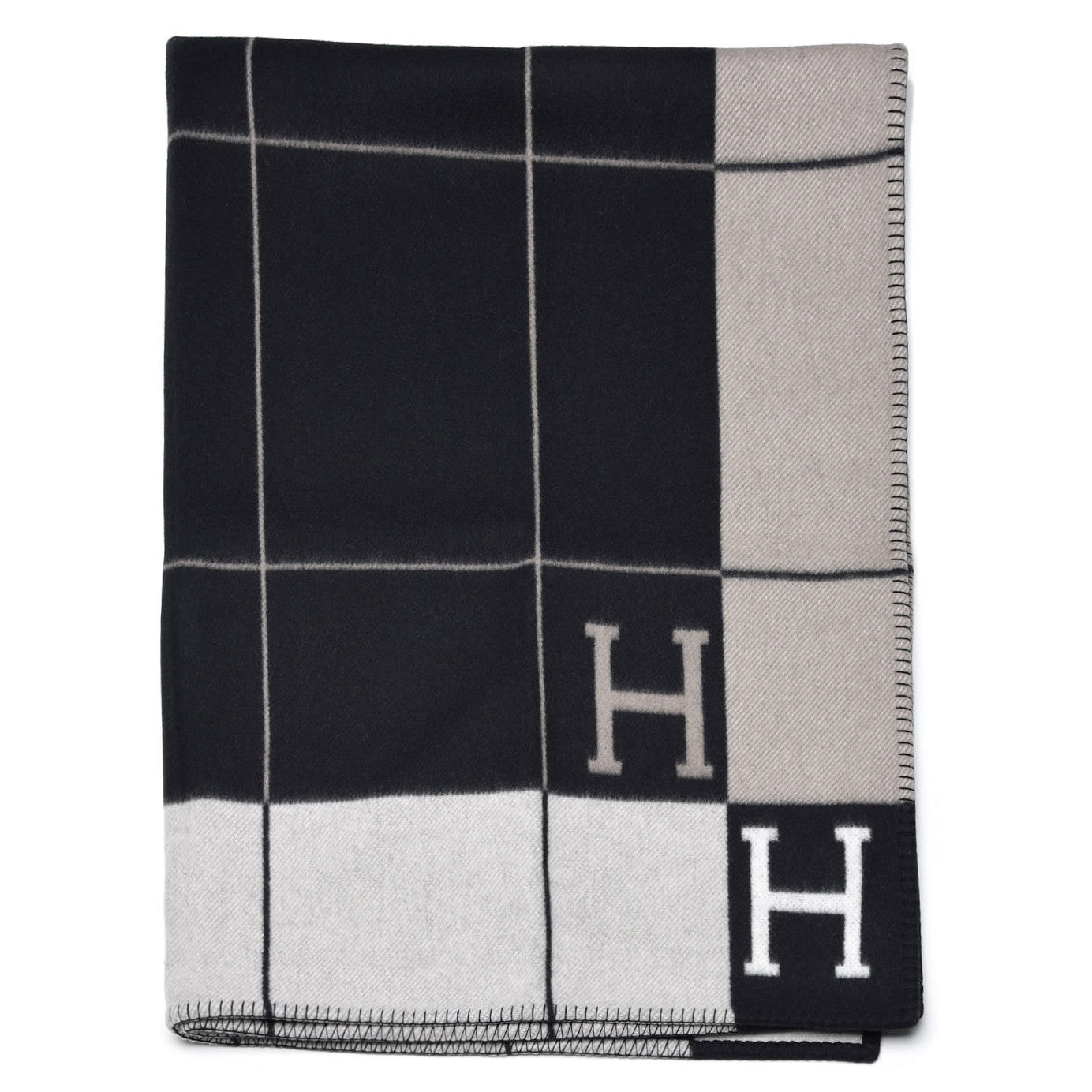 Wool Cashmere Avalon III Blanket Ecru Black