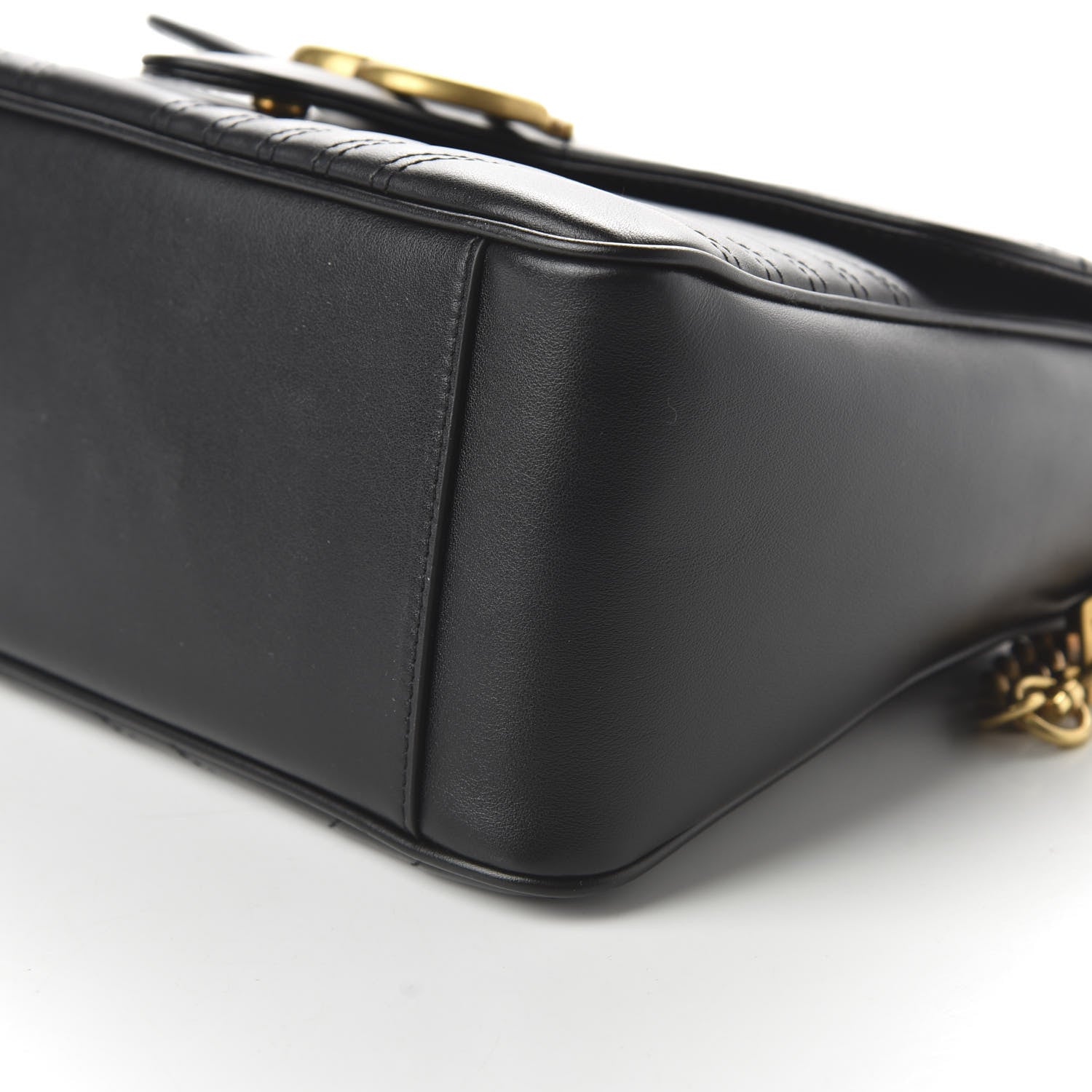Gucci Calfskin Matelasse Small GG Marmont Top Handle Shoulder Bag Black 7 of 10