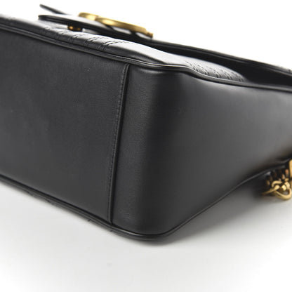Gucci Calfskin Matelasse Small GG Marmont Top Handle Shoulder Bag Black 7 of 10
