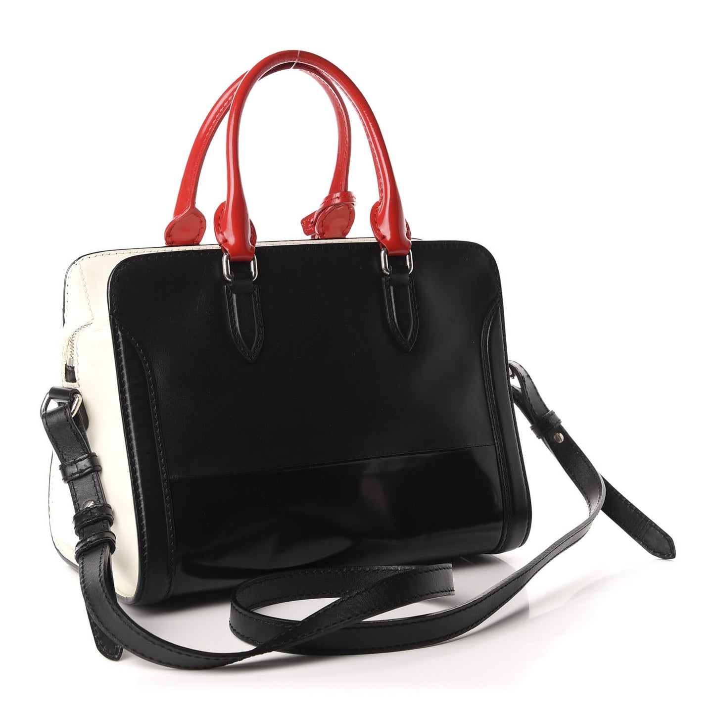 Patent Small Padlock Skull Tote Black Red