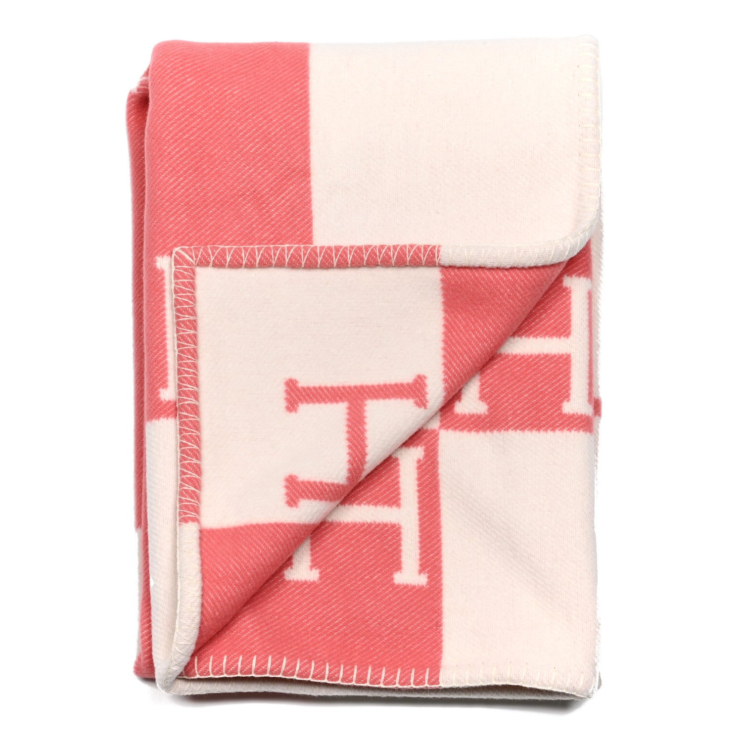 Hermes Wool Cashmere Avalon Baby Blanket Rose Airelle White 2 of 3