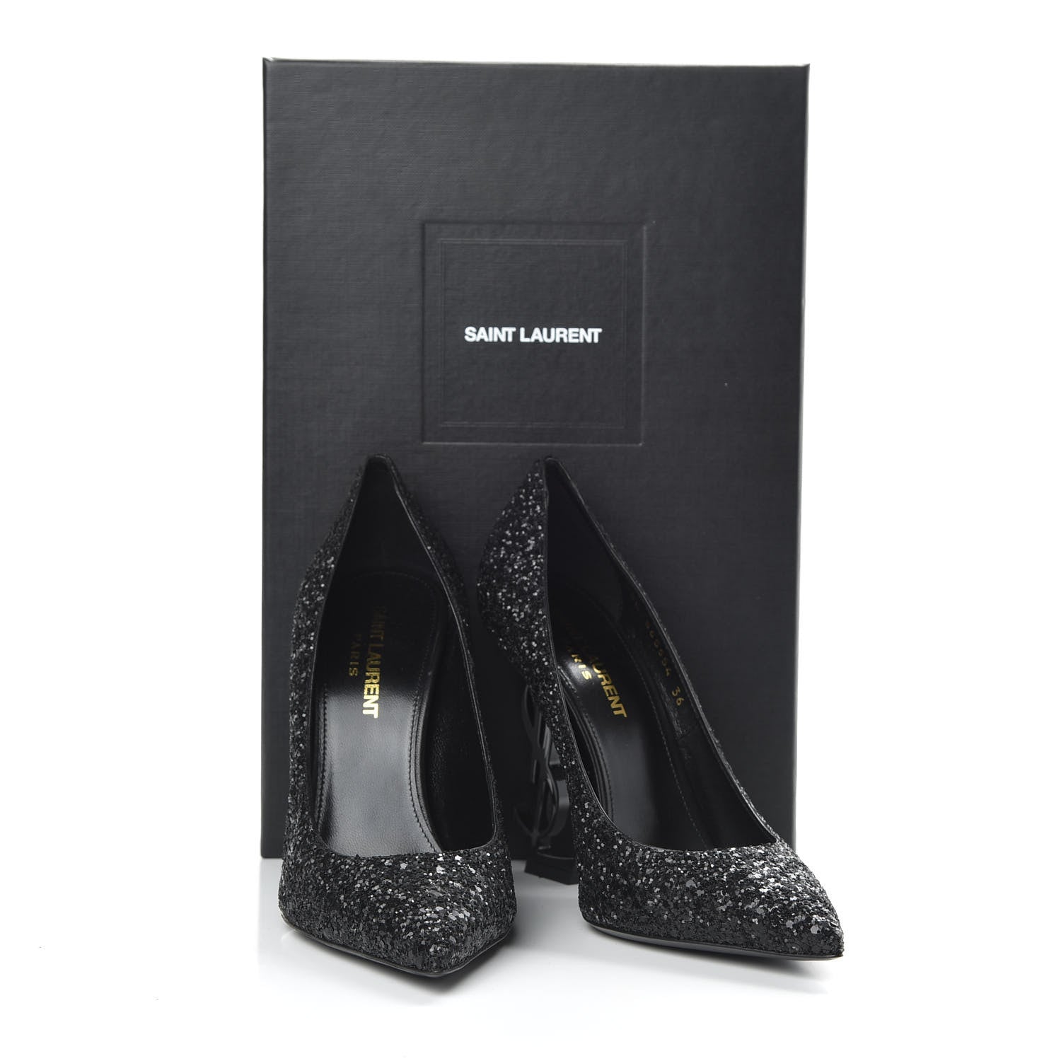 Saint Laurent Glitter Opyum 100 Pumps 36 Black 10 of 10
