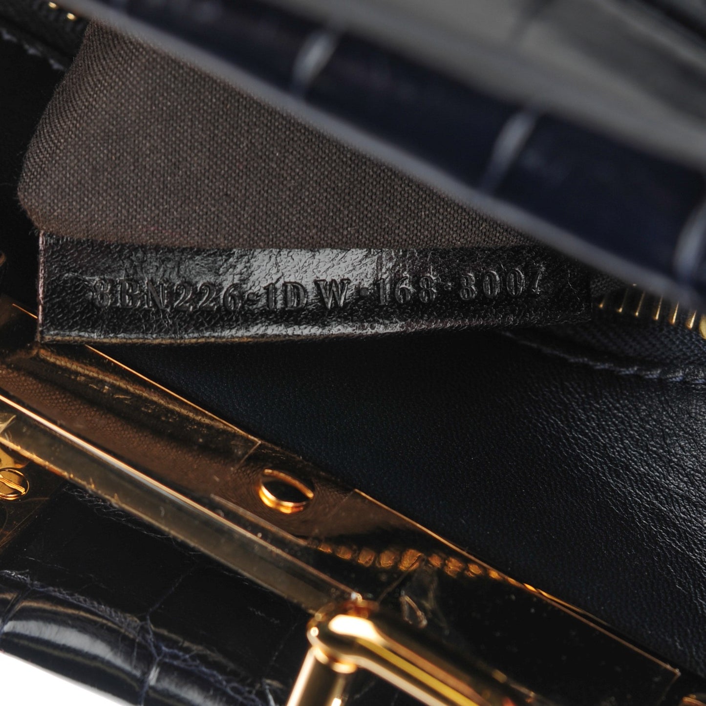Shiny Crocodile Shiny Nappa Medium Peekaboo Iconic Satchel Dark Blue