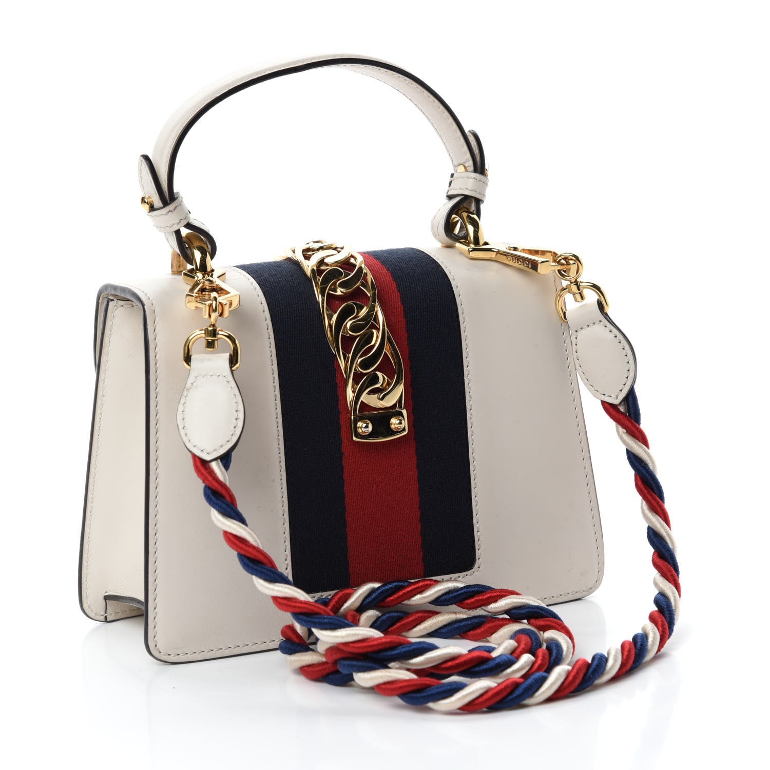 Gucci Calfskin Mini Sylvie Top Handle Bag White 3 of 15