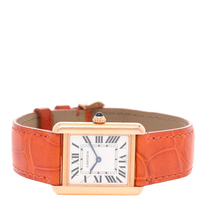 Cartier Stainless Steel 18K Yellow Gold Alligator 24mm Tank Solo Quartz Watch Orange 2 of 7