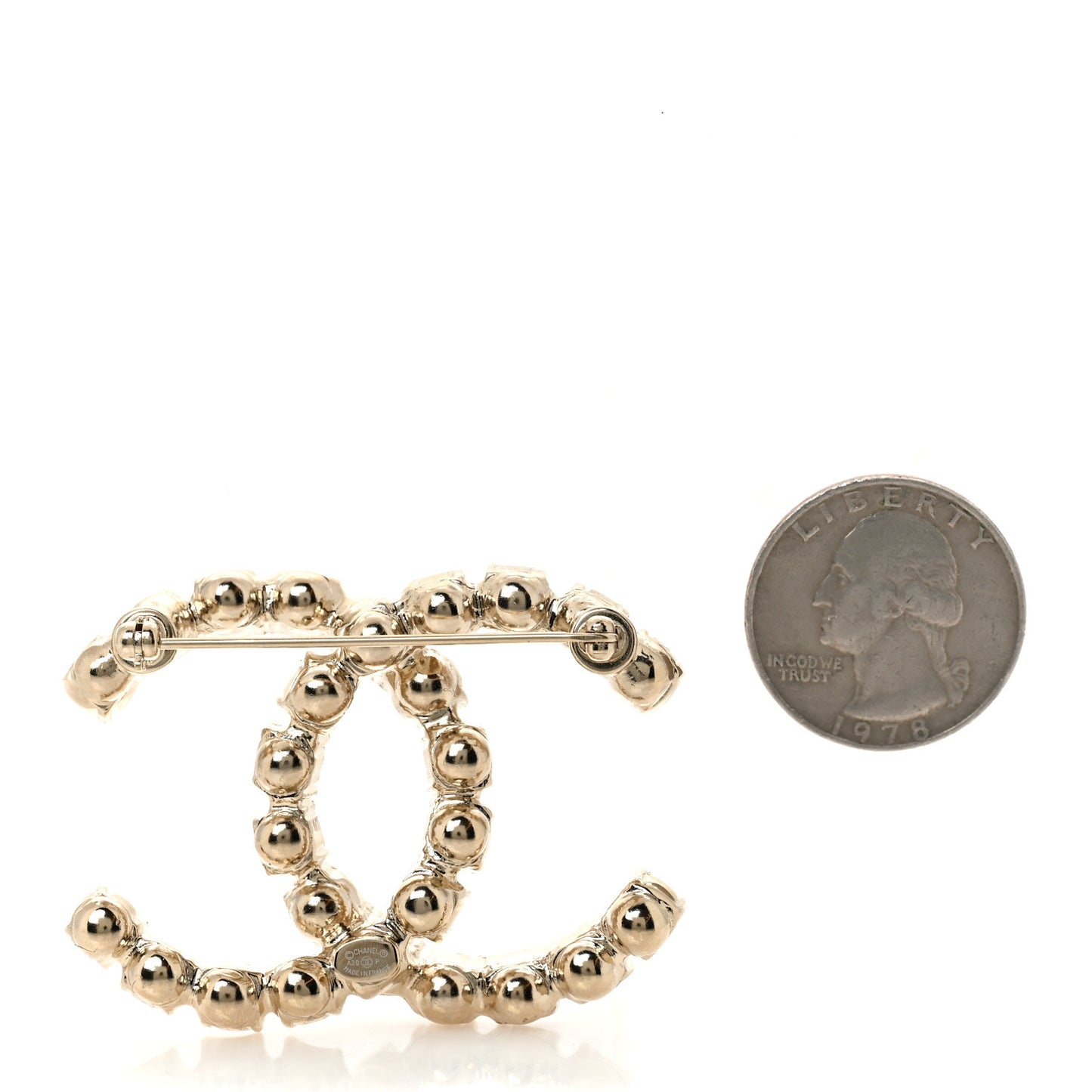 Crystal Coco's Pearls CC Brooch Light Gold