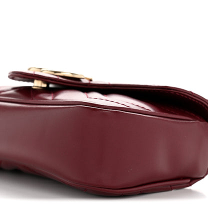 Gucci Calfskin Matelasse Super Mini GG Marmont Shoulder Bag Rosso Ancora 10 of 12