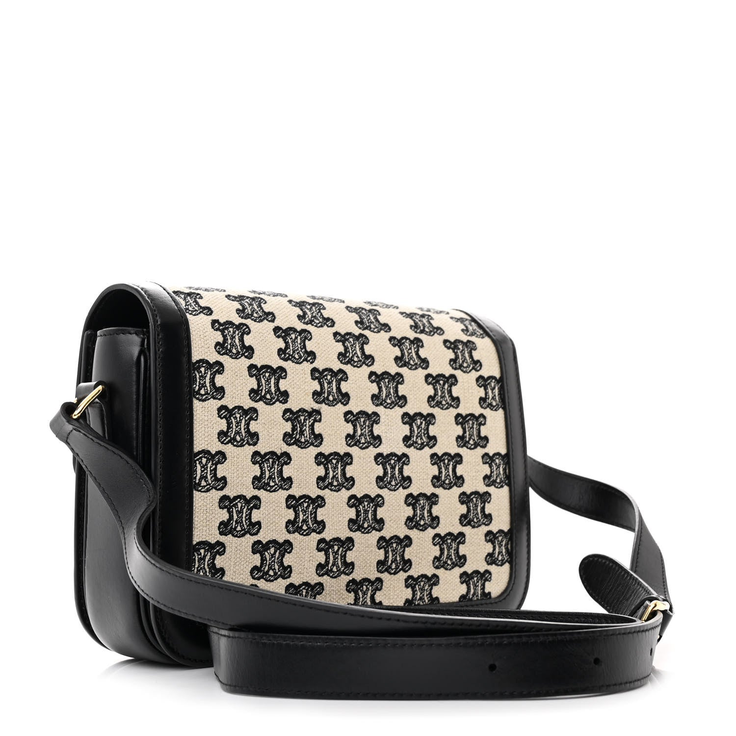 Celine Canvas Calfskin Triomphe Embroidered Medium Triomphe Bag Black 3 of 18