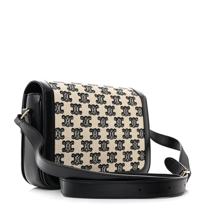 Celine Canvas Calfskin Triomphe Embroidered Medium Triomphe Bag Black 3 of 18