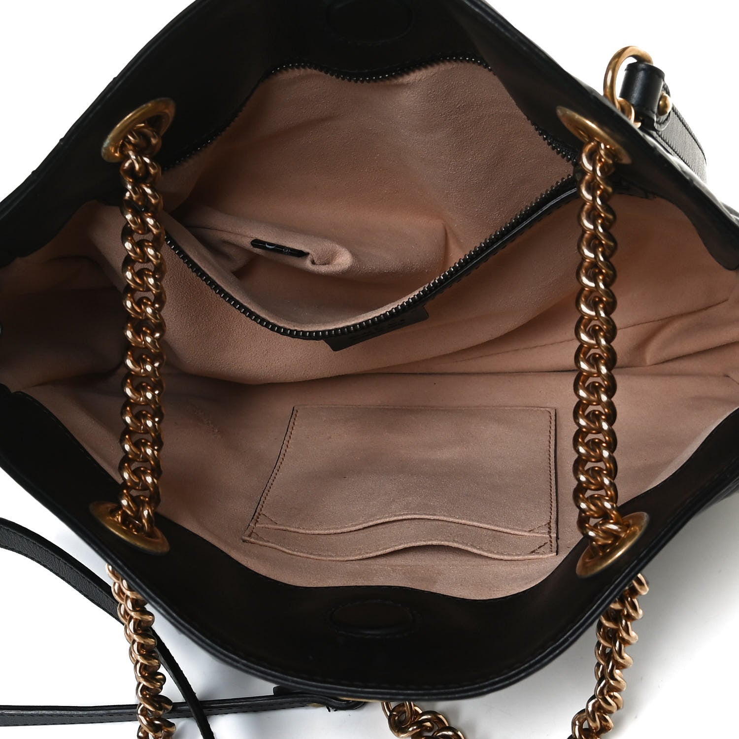 Gucci Calfskin Matelasse Medium GG Marmont Open Top Shoulder Bag Black 4 of 16