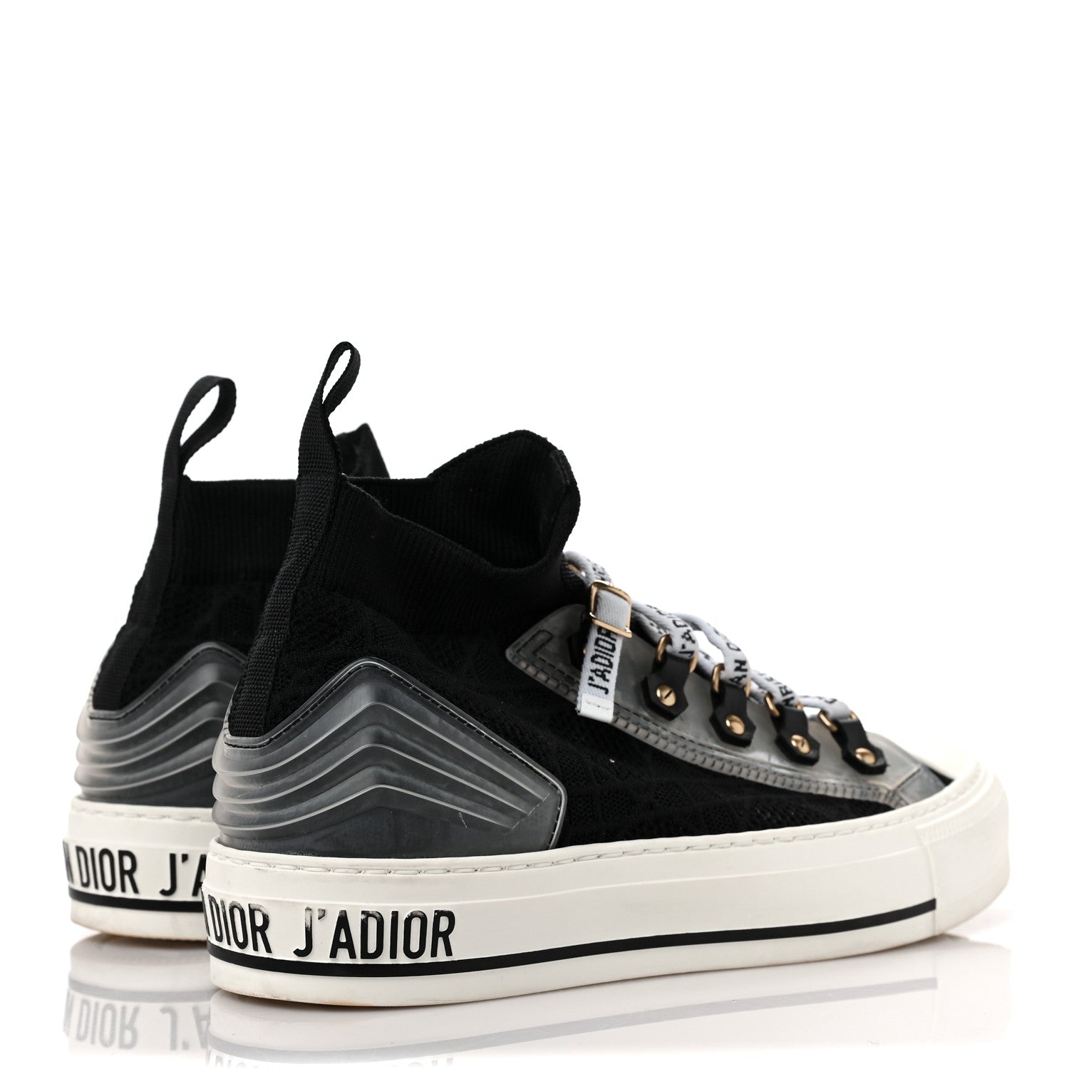 Christian Dior Technical Knit Calfskin Womens Walk'N'Dior High Top Sneakers 36 Black 4 of 10