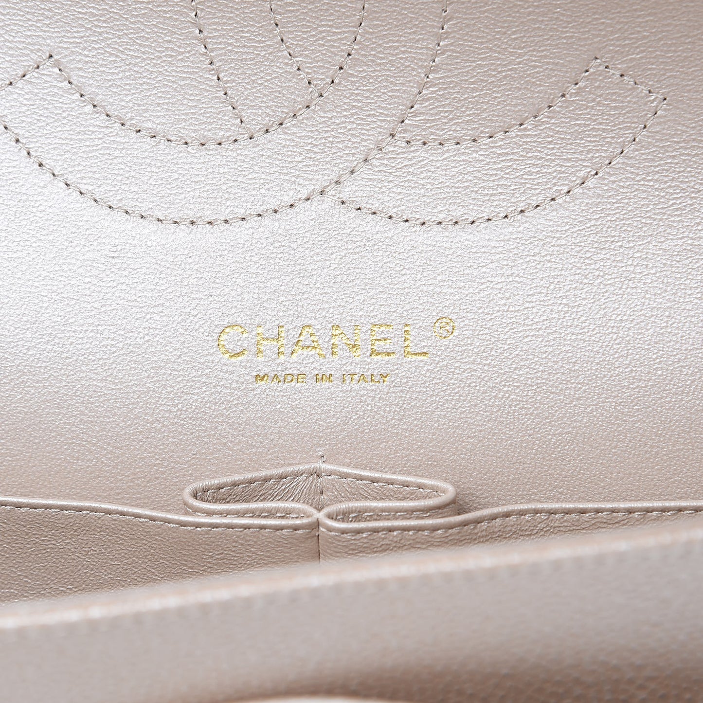 Pearly Caviar Quilted Jumbo Double Flap Light Beige