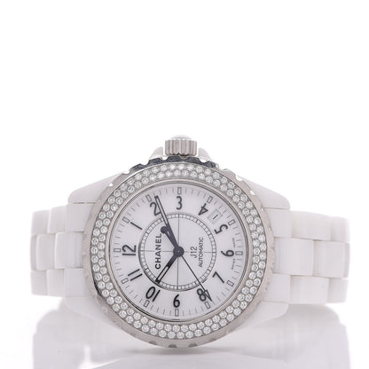 Chanel Stainless Steel Ceramic Diamond Pave Bezel 38mm J12 Automatic Watch White 3 of 6