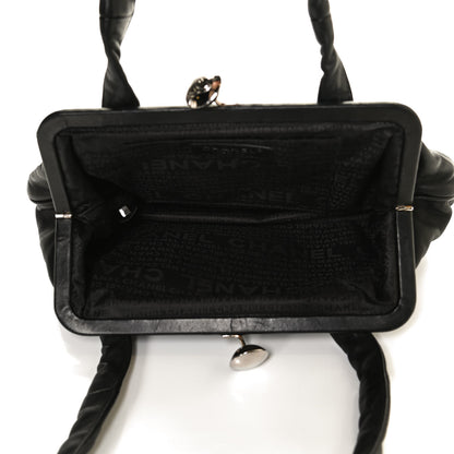 Chanel Lambskin Kiss Lock Frame Bag Black 5 of 10