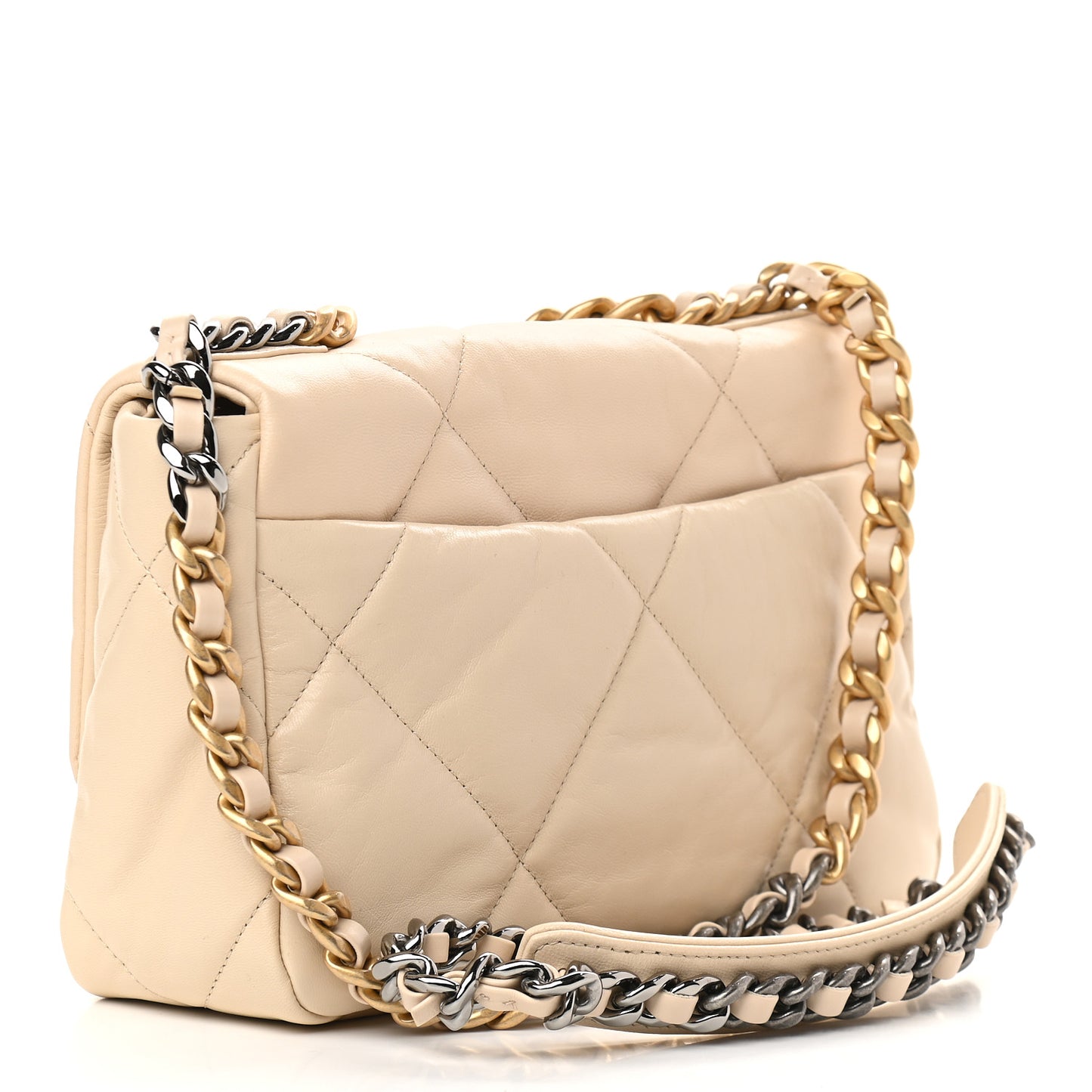 Lambskin Quilted Medium Chanel 19 Flap Beige