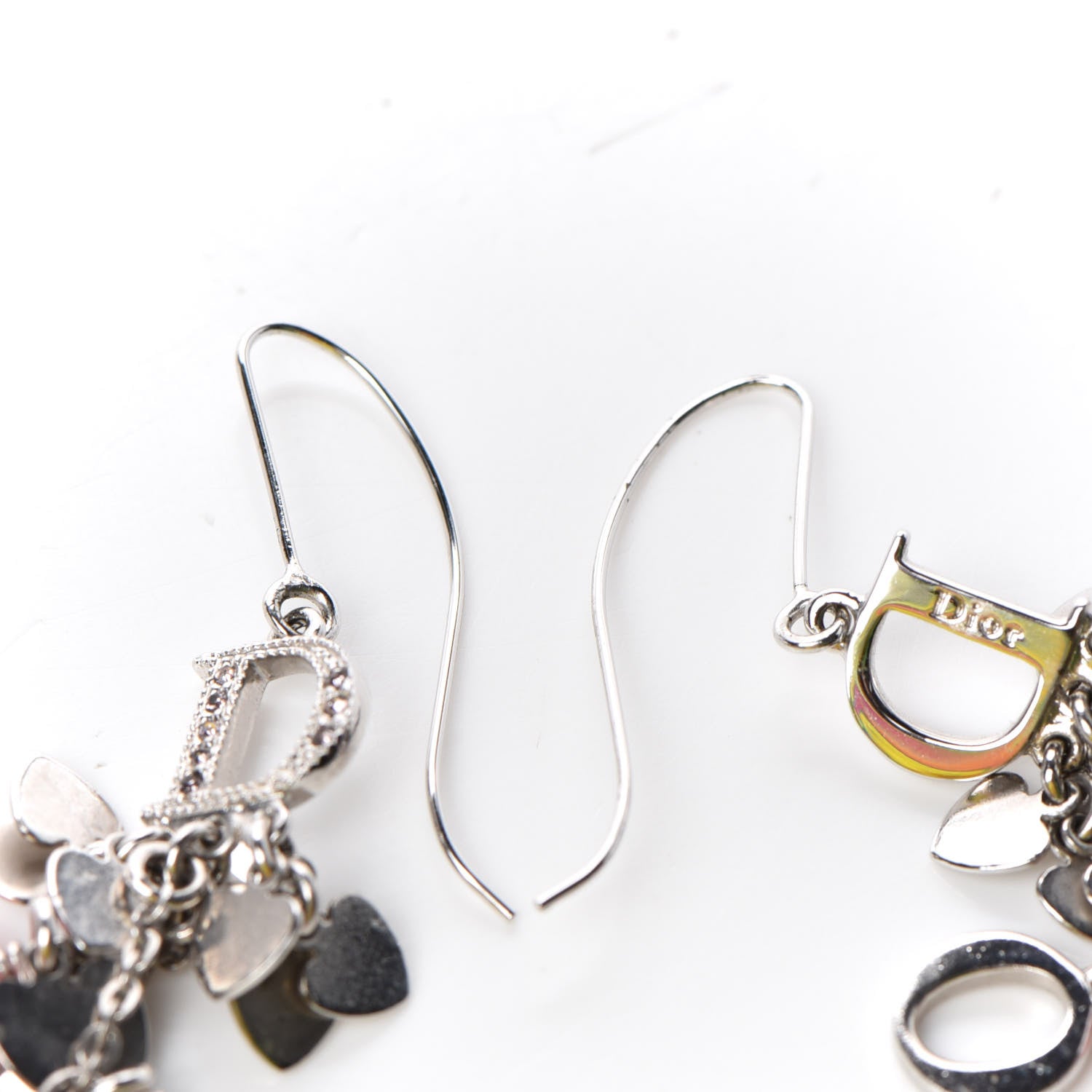 Christian Dior Heart Earrings Silver Pink 3 of 4