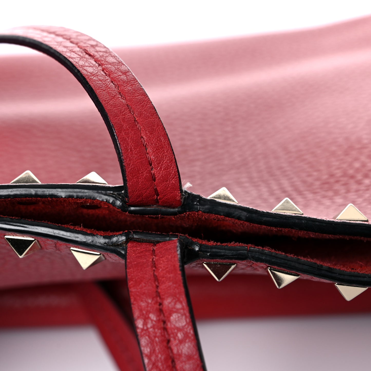 Grained Calfskin Rockstud Shoulder Tote Rosso Valentino