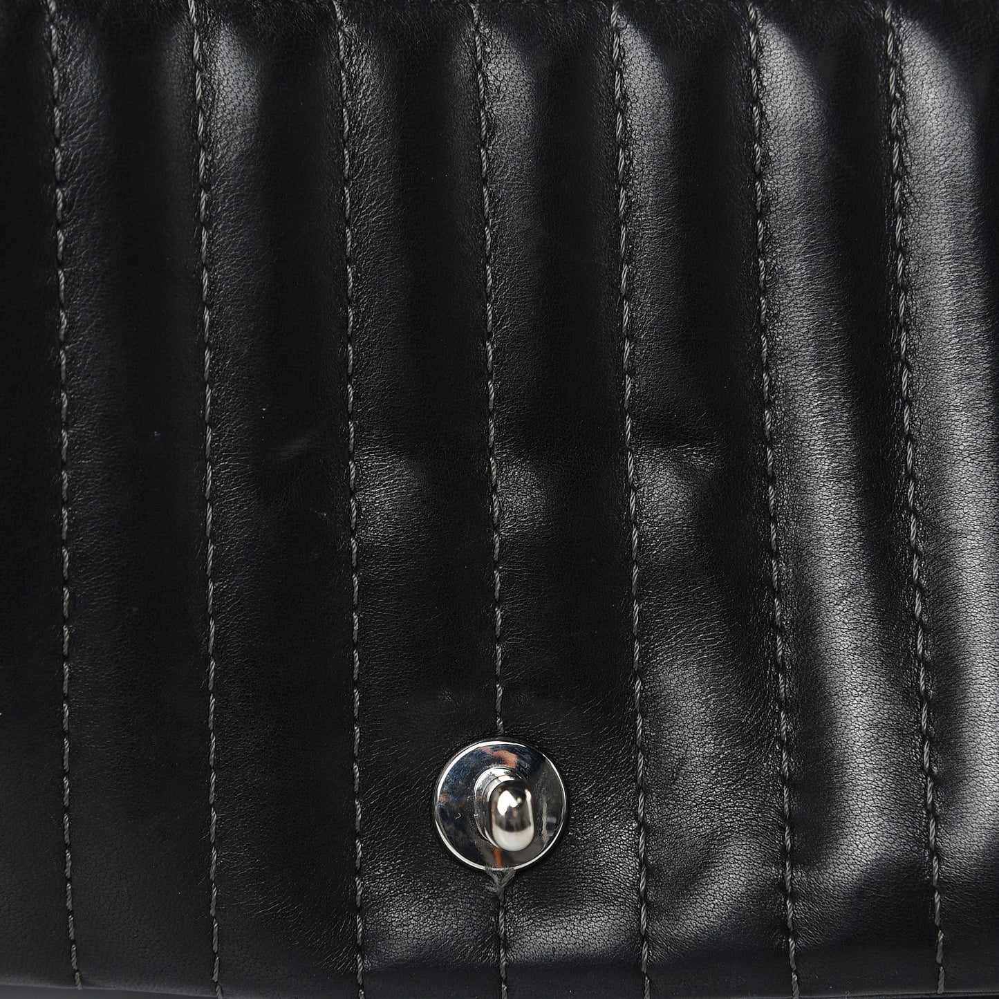 Lambskin Vertical Quilted Medium Single Flap Black