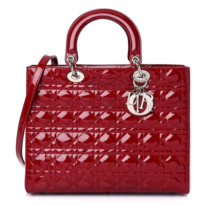 Christian Dior Patent Cannage Large Lady Dior Red 1 of 13