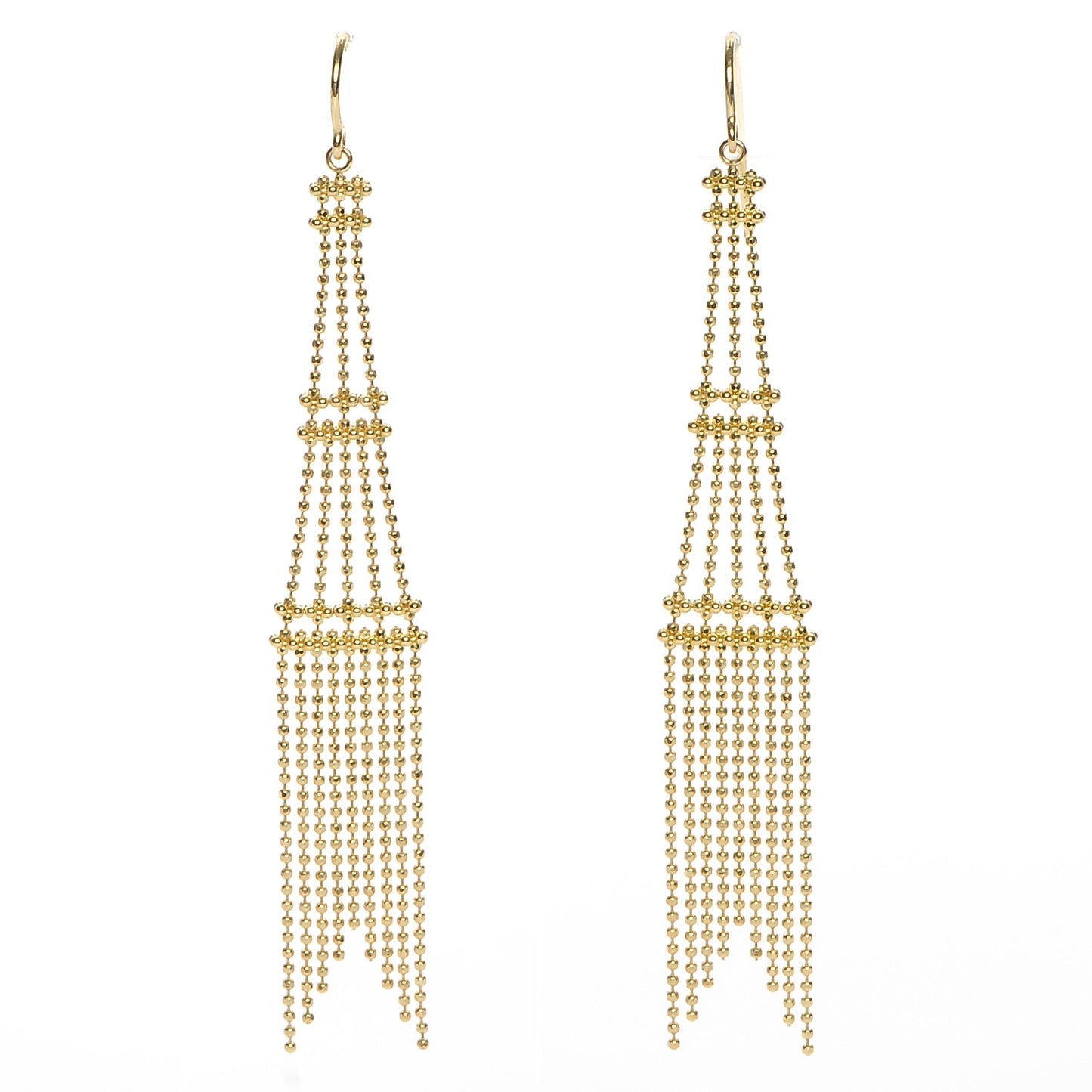 18K Yellow Gold Fringe Tower Earrings