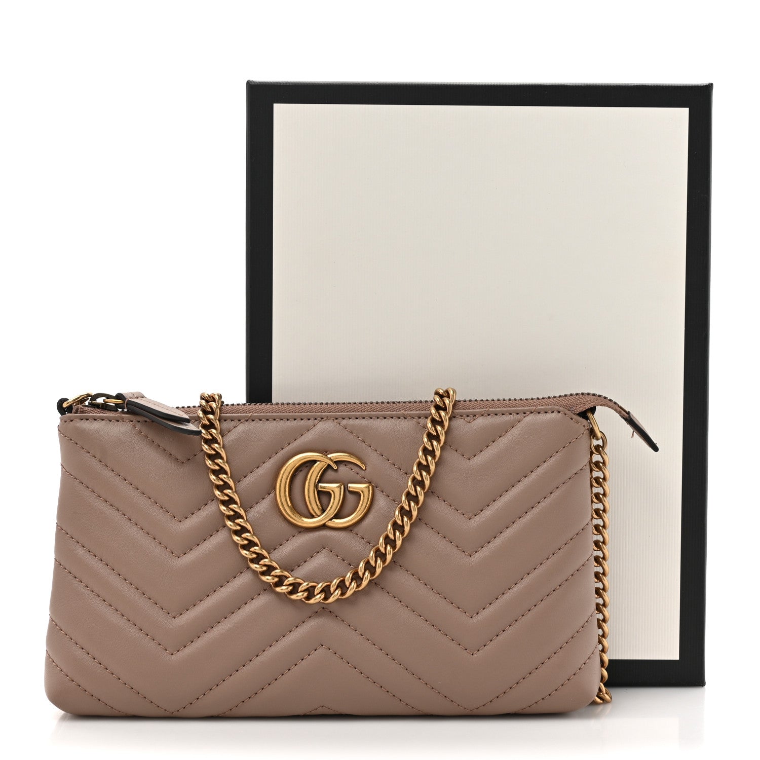 Gucci Calfskin Matelasse Mini GG Marmont Chain Bag Porcelain Rose 14 of 14