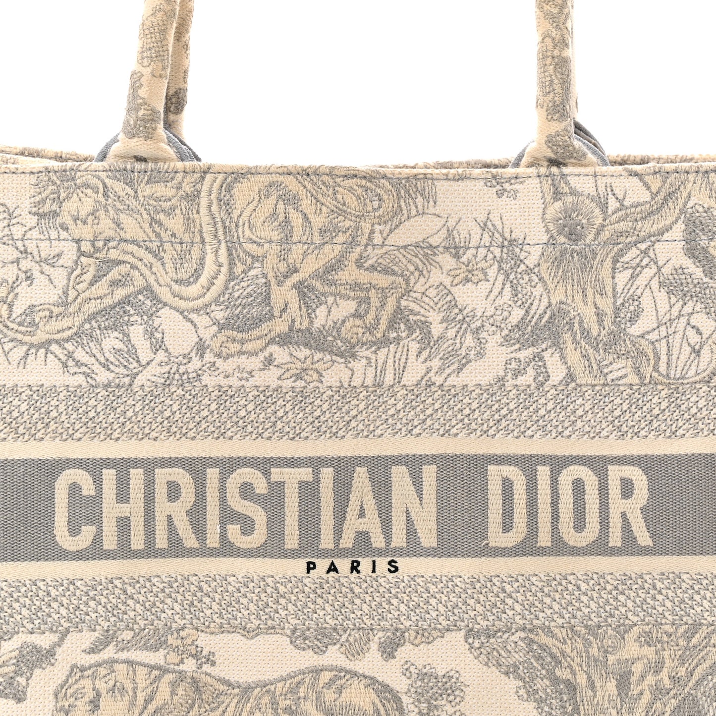 Canvas Embroidered Medium Dioriviera Toile De Jouy Book Tote Gray