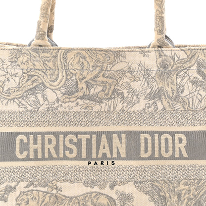 Christian Dior Canvas Embroidered Medium Dioriviera Toile De Jouy Book Tote Gray 8 of 18