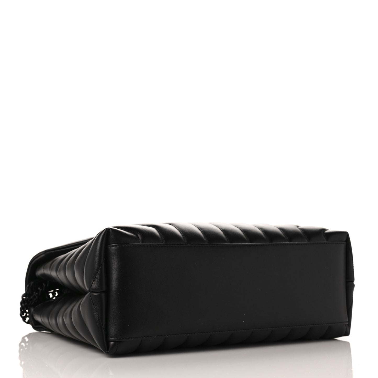 Calfskin Y Quilted Monogram Medium Loulou Chain Satchel Black