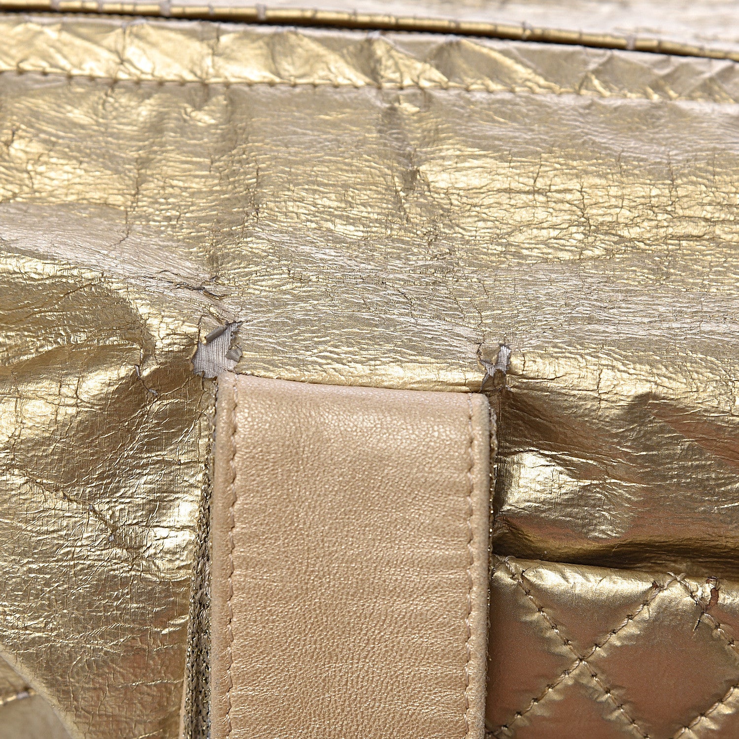 Chanel Metallic Coated Canvas Sport Duffle Gold 13 of 23