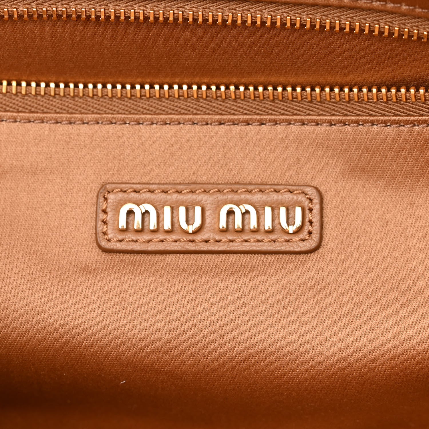 Miu Miu Nappa Matelasse Large Arcadie Top Handle Bag Caramel