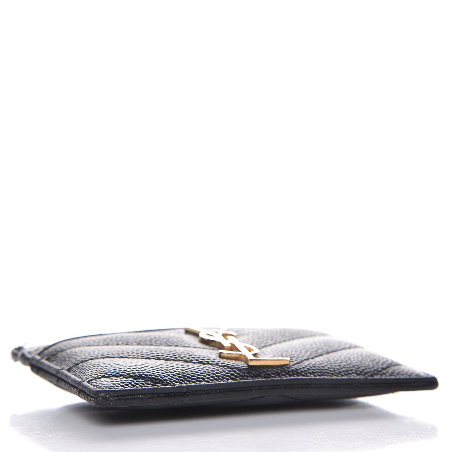 Grain De Poudre Matelasse Chevron Monogram Credit Card Case Black