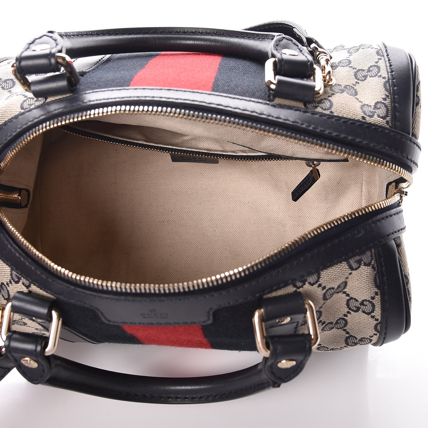 Gucci Monogram Vintage Web Small Boston Navy 6 of 10