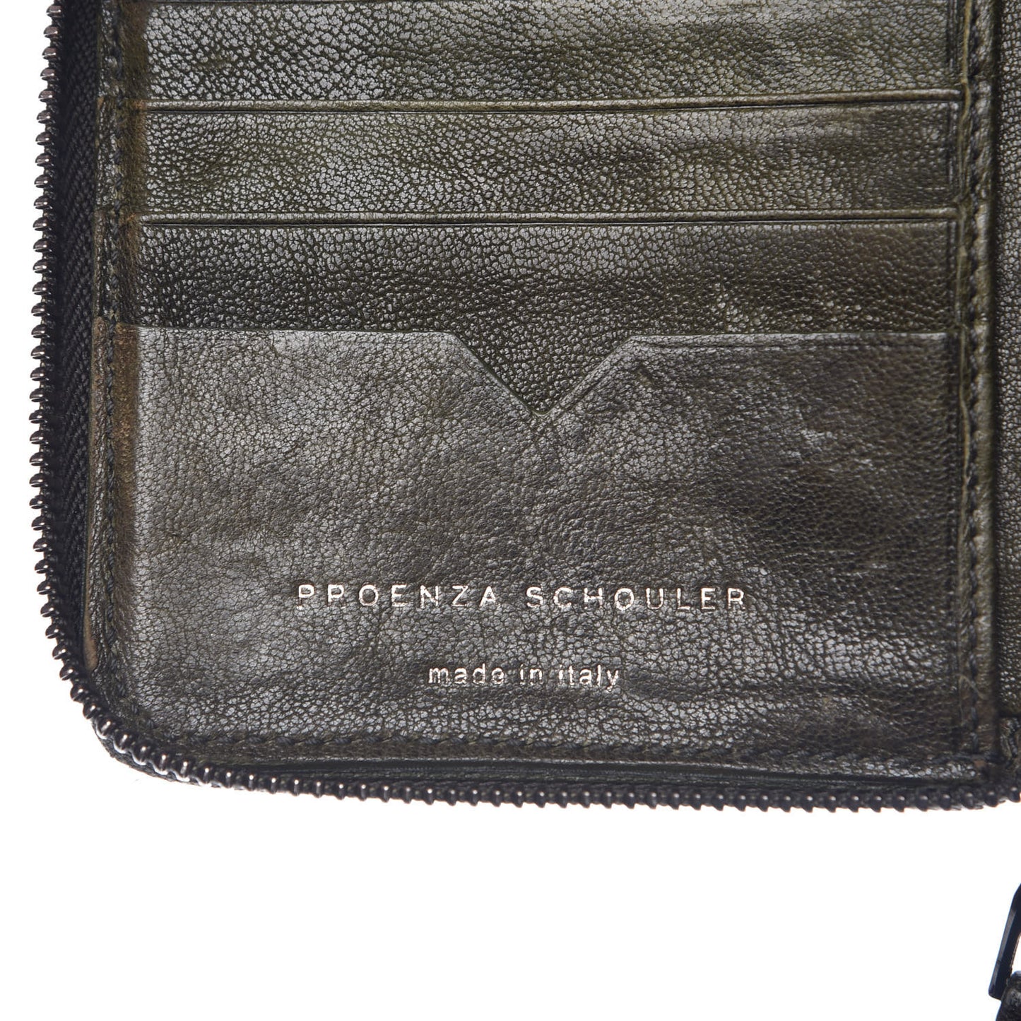 Lambskin Small PS1 Zip Wallet Military