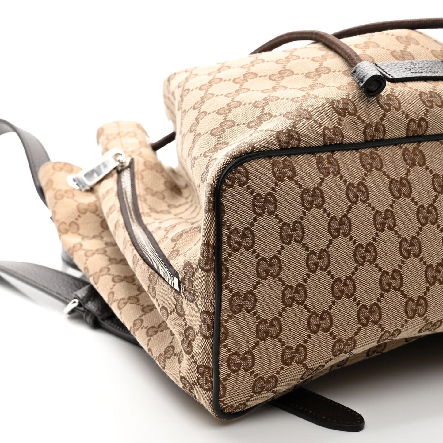 Monogram Dollar Calfskin O Drawstring Backpack Beige Ebony Testa di Moro Dark Chocolate