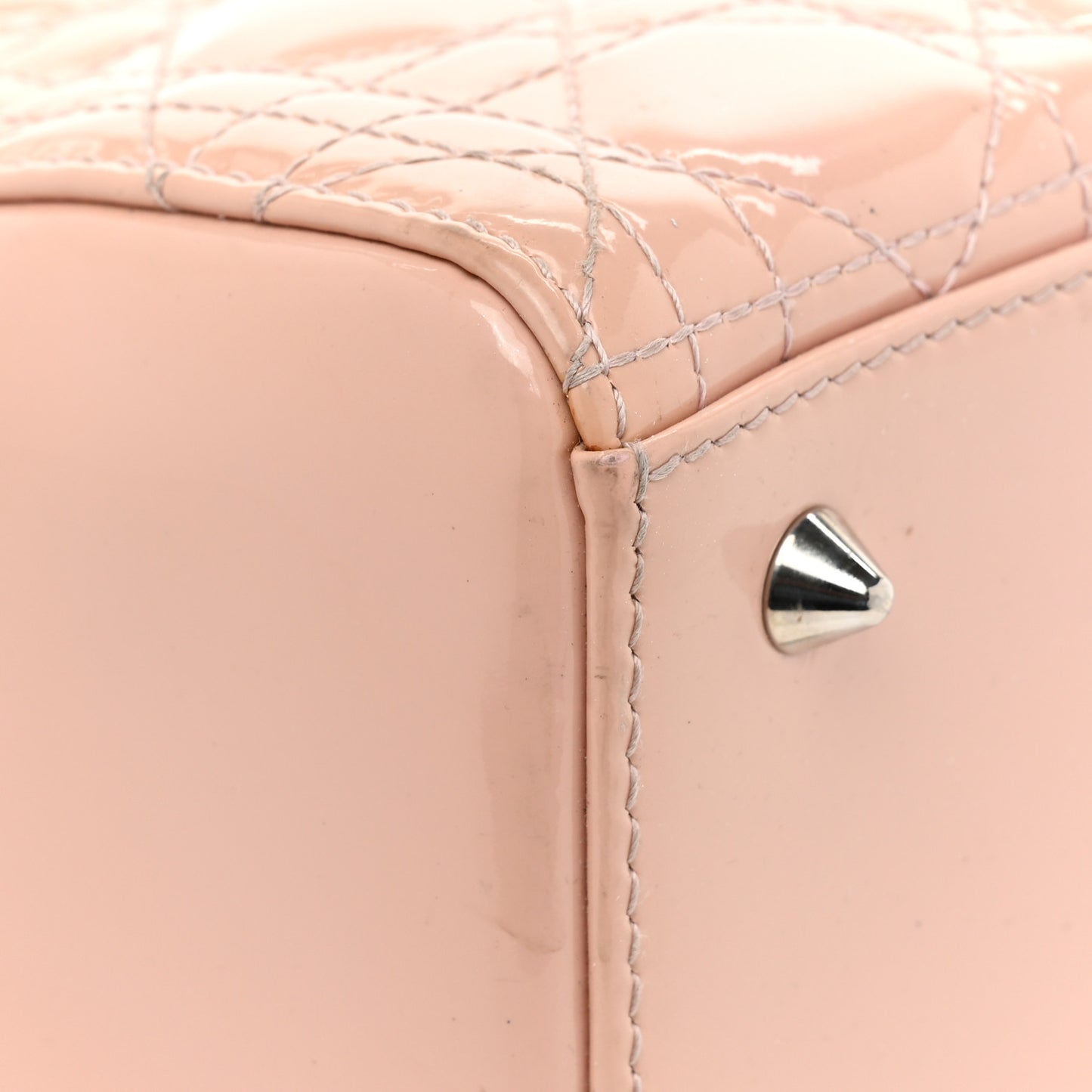 Patent Cannage Medium Lady Dior Rose Clair
