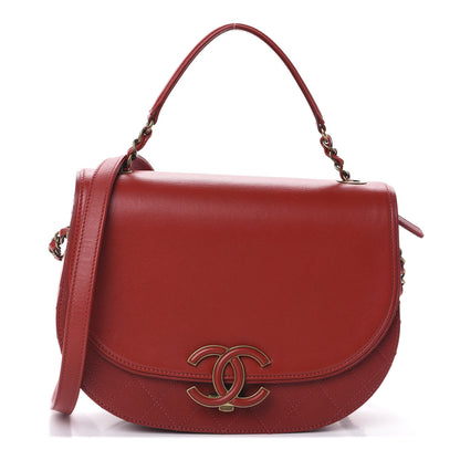 Chanel Shiny Calfskin Goatskin Quilted Medium Coco Curve Messenger Flap Red 1 of 10