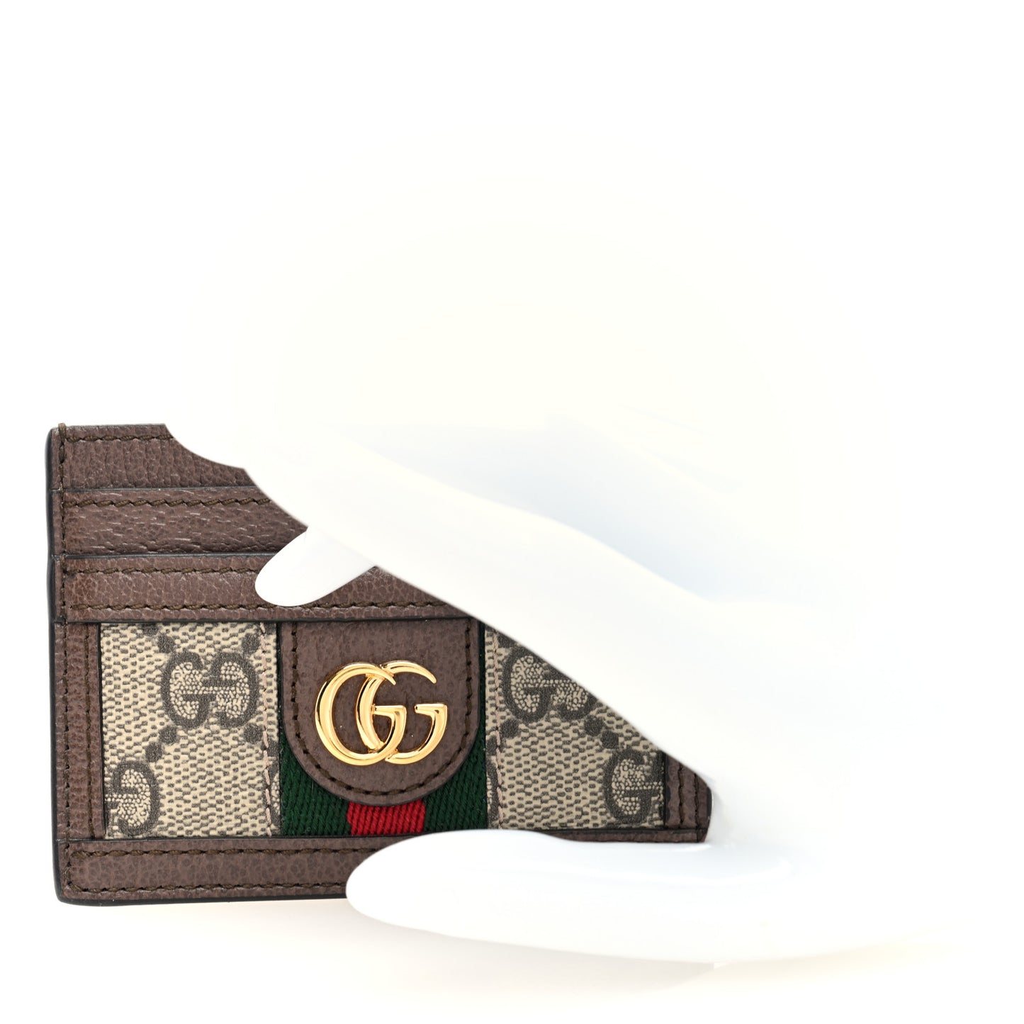 GG Supreme Monogram Ophidia Card Holder Brown