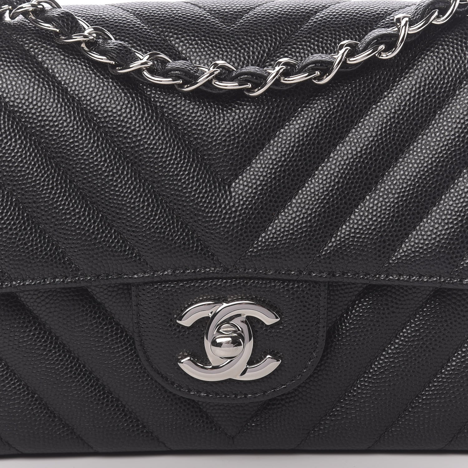Chanel Caviar Chevron Quilted Mini Rectangular Flap Black 8 of 10