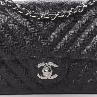Chanel Caviar Chevron Quilted Mini Rectangular Flap Black 8 of 10