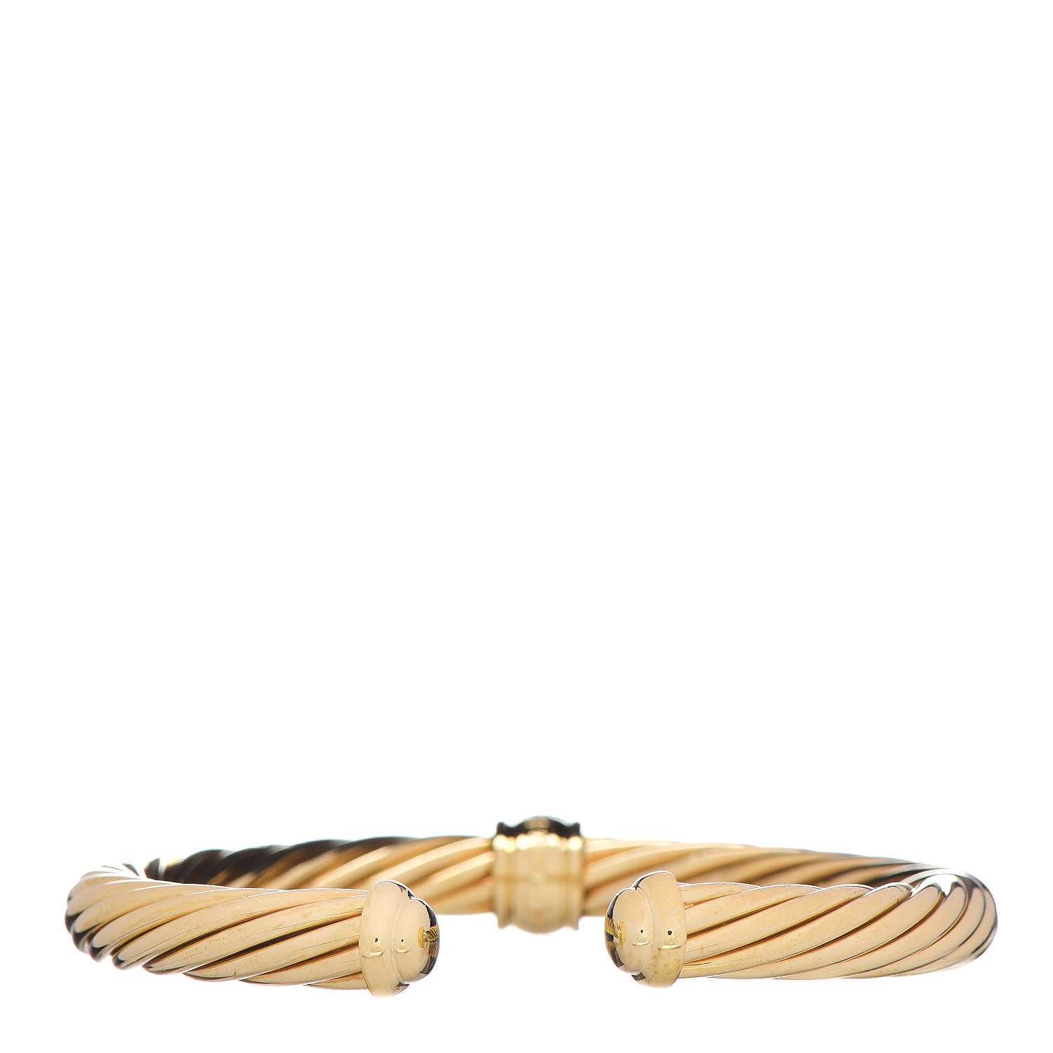 David Yurman 18K Yellow Gold Diamond 7mm Cable Classics Single Station Bracelet 3 of 4