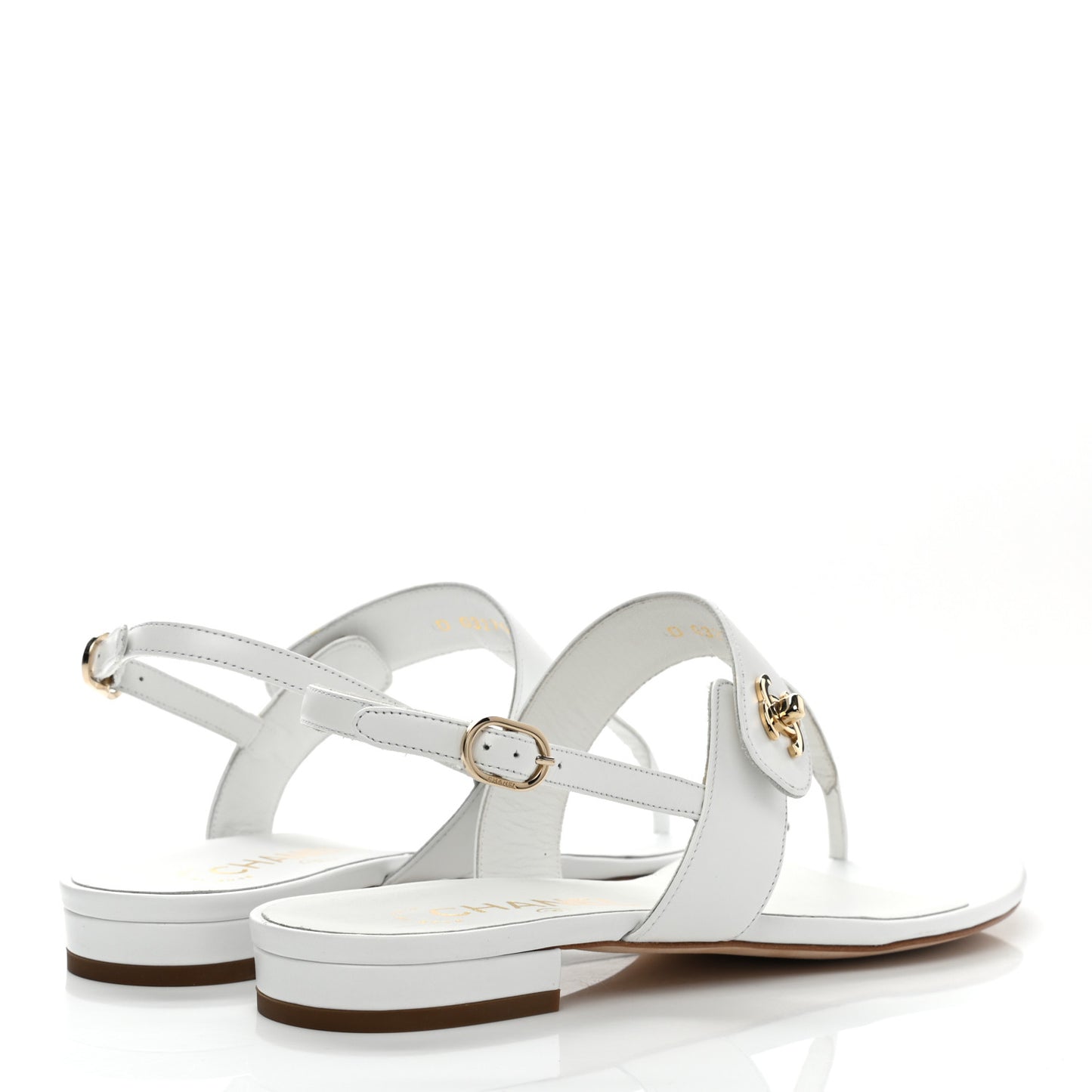 Lambskin CC Thong Sandals 38 White