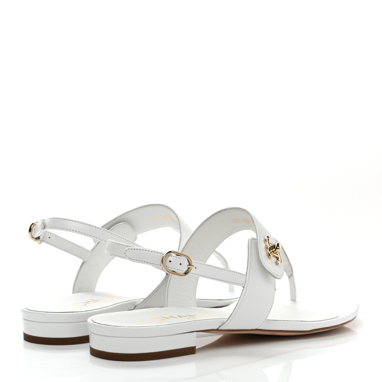 Chanel Lambskin CC Thong Sandals 38 White 4 of 8